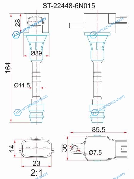 ST-22448-6N015 Катушка зажигания NISSAN QG13DEQG15DEQG18DEGA15DE 96-