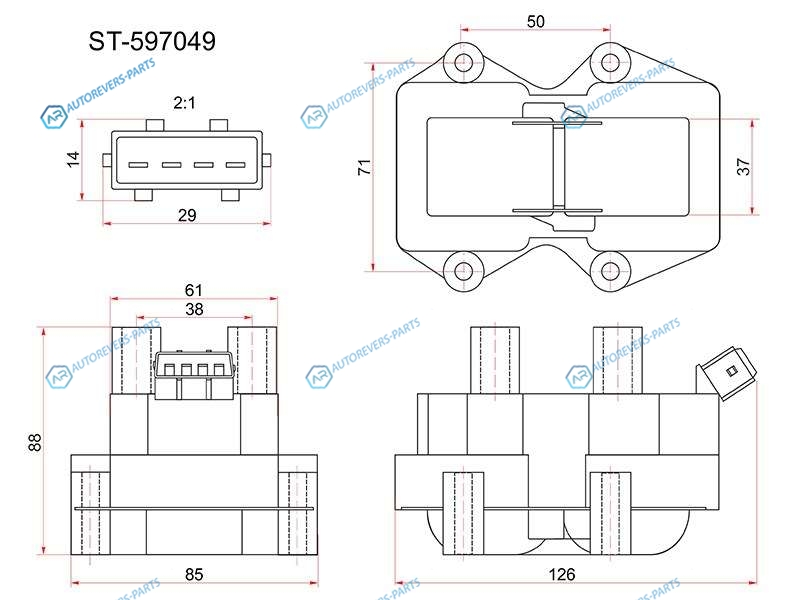 ST-597049 Катушка зажигания PEUGEOT 106206306309405 00-10 (модуль)