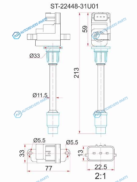 ST-22448-31U01 Катушка зажигания RR NISSAN CEFIRO A32 VQ20DEVQ25DEVQ30DE 94-98 (3)