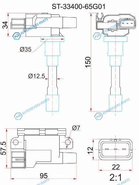 ST-33400-65G01 Катушка зажигания SUZUKI GRAND VITARAESCUDO 06-AERIOSWIFT III 04-SX4 06- M13AM15AM16AM18A