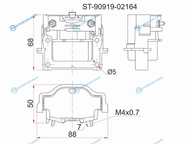 ST-90919-02164 Катушка зажигания TOYOTA A-serE-ser1RZ2RZ. ELAEEEETAT19212