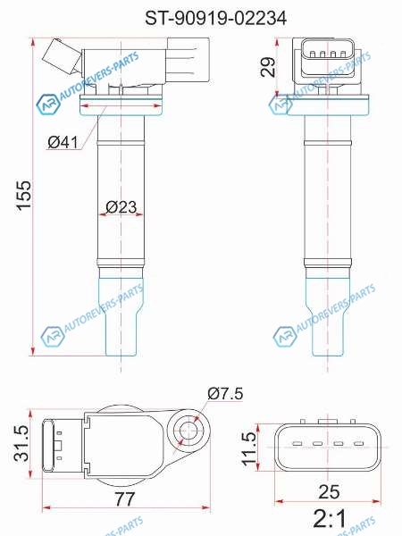 ST-90919-02234 Катушка зажигания TOYOTA 1MZ-FE MCV2MCU2MCU1MCU3MCR3040 00-06