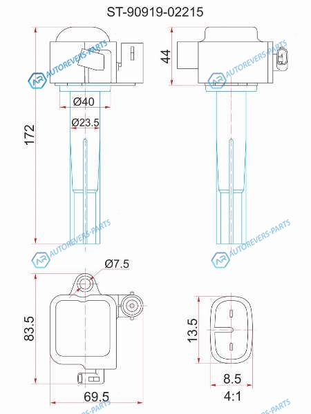 ST-90919-02215 Катушка зажигания TOYOTA 1MZ-FE2MZ-FE MCV2 96-011MZ-FE MCX10 96- (3)