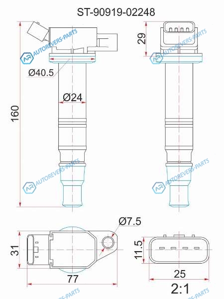 ST-90919-02248 Катушка зажигания TOYOTA 2AZ-FE 05-ACU2ACU31AZ-FSE1NZ-FE 04- NCP9NCP100NCP11NZE12NZE15