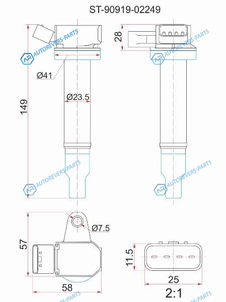 ST-90919-02249 Катушка зажигания TOYOTA 2UZ-FE 02- LX470LCR UZJ100 (8)