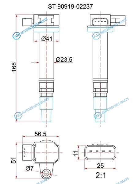 ST-90919-02237 Катушка зажигания TOYOTA 3RZ RZN1821RZJ12RCHLY230280RZU283400