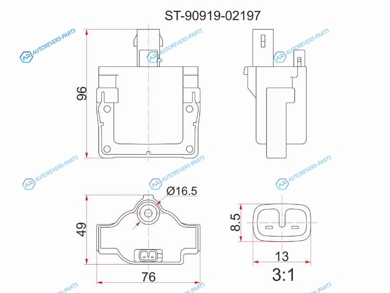 ST-90919-02197 Катушка зажигания TOYOTA 3S4S-FE SV34 SX90 1JZ2JZ-GE JZX9 JZS1314 4A-GE AE10111 4E-FTE5