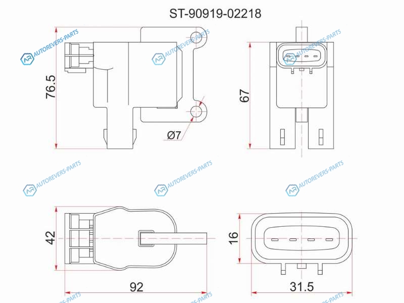 ST-90919-02218 Катушка зажигания TOYOTA 3S5S-FE (№2) 96- ST19ST21SV4SV55SXV2SXM1SXN1SXU1 1ZZ ZZV50