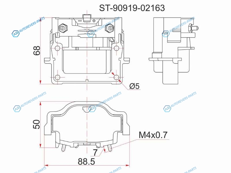 ST-90919-02163 Катушка зажигания TOYOTA 3S-FE -96 ST19ST20SV4. 4A7A-FE AT19. 3RZ-FE 95- RZJ9RZN18