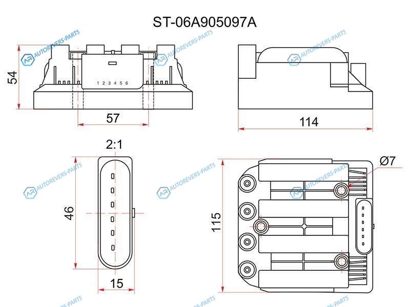 ST-06A905097A Катушка зажигания VAG OCTAVIA 00-04BORA 98-05GOLF 99-06CADDY 06-TOURAN 06-09 (модуль)