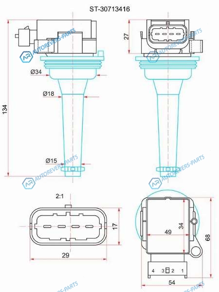 ST-30713416 Катушка зажигания VOLVO S40S70V70XC90 02-12