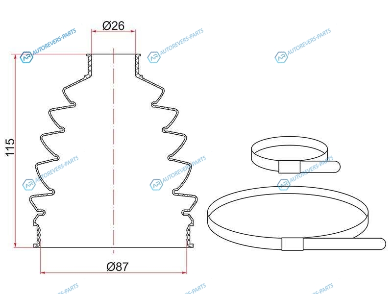 TC-006 Пыльник шруса наружный FR VW POLO (2 хомута. термопластик)