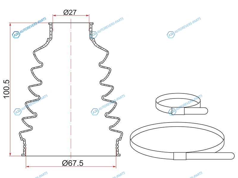 TC-021 Пыльник шруса внутренний FR VW GOLF (2 хомута. термопластик)