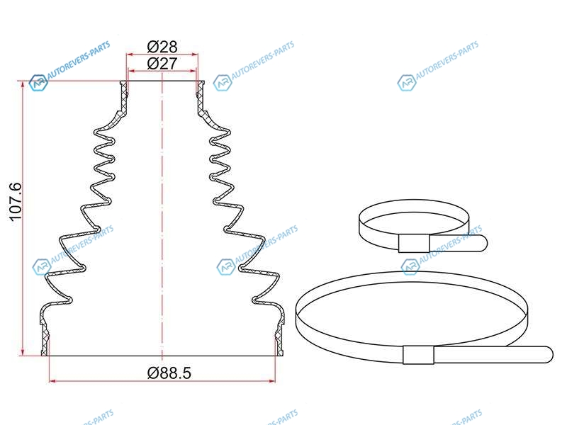 TC-016 Пыльник шруса внутренний FR VW TIGUAN (2 хомута. термопластик)