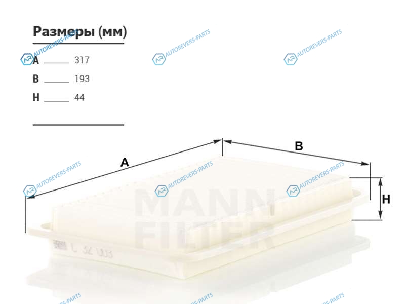 C32003 Фильтр воздушный TOYOTA HIGHLANDERKLUGERHARRIERRX330 12AZ13MZ01-06