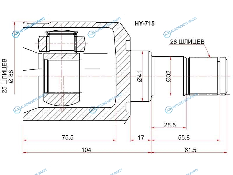 HY-715 Шрус внутренний LH HYUNDAI IX35