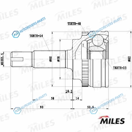 GA20642 ШРУС TOYOTA YARIS IVERSO 1.3-1.5VVTI 99-05 наружн. +ABS  (GKN 304703) GA20642