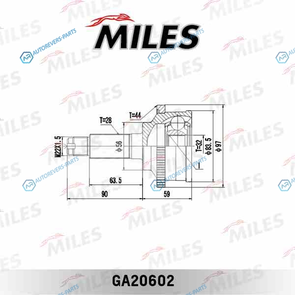 GA20602 ШРУС MAZDA MPV II 2.02.0D 99-06 нар. +ABS GA20602