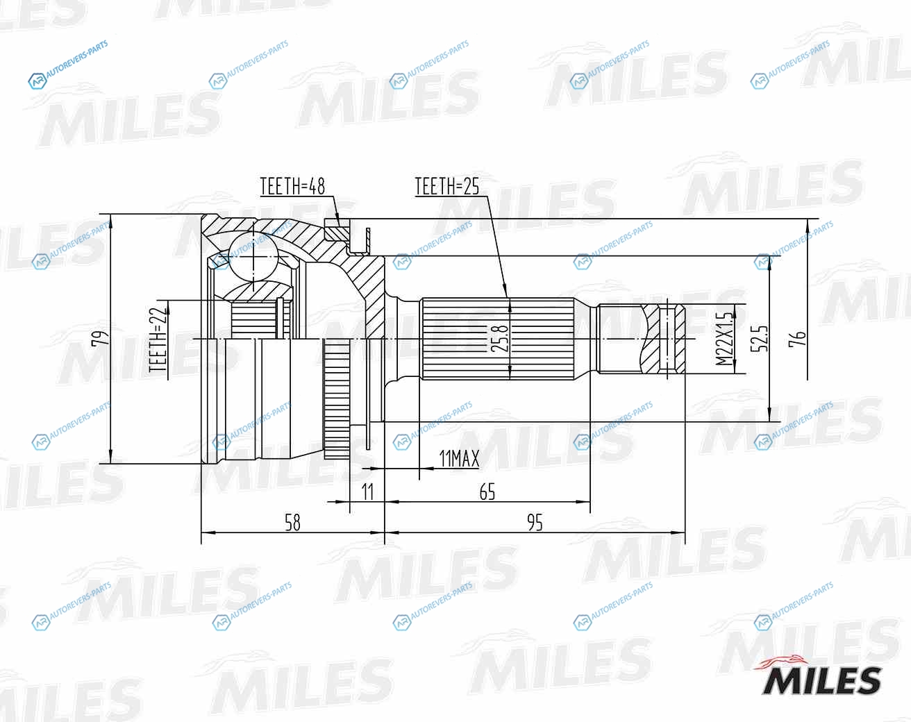 GA20165 ШРУС HYUNDAI GETZ 1.3-1.6 02- нар.(ABS) (GKN 303904) GA20165