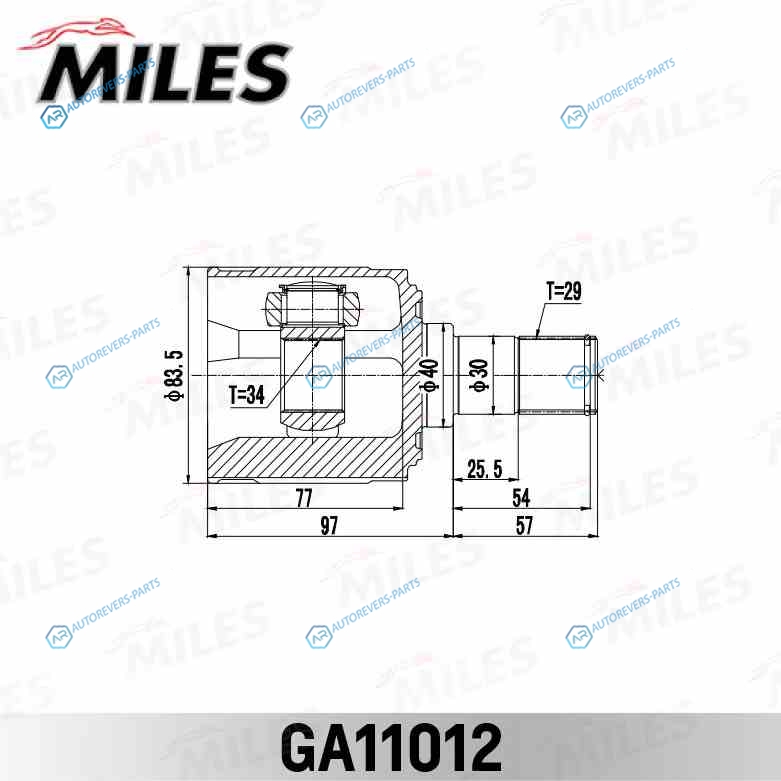 GA11012 ШРУС HONDA ACCORD CL9 2003-2008 [EU]  внутр. лев. GA11012