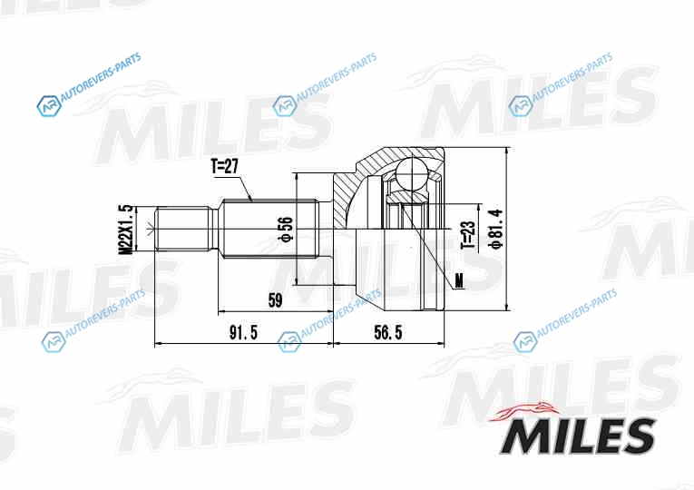 GA20117 ШРУС FORD MONDEO 1.82.0 00-07 нар.(-ABS) (GKN 303610) GA20117