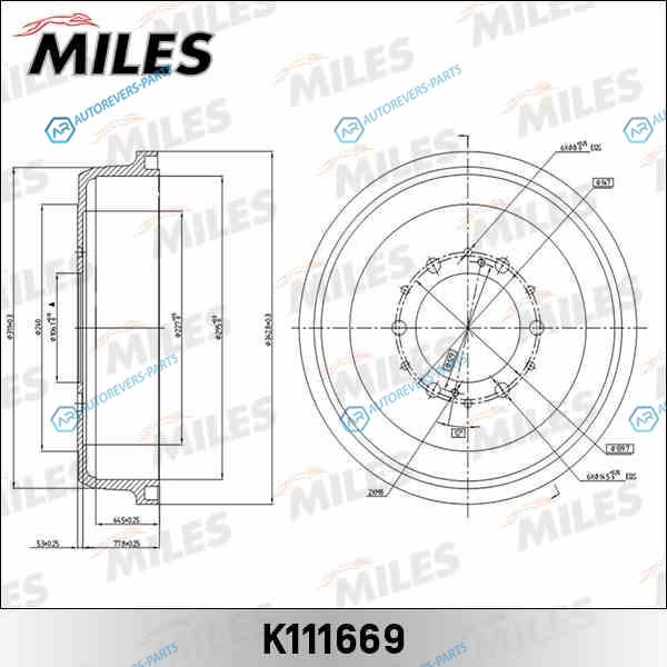 K111669 Барабан тормозной TOYOTA 4RUNNER 2.4-3.4 86-97HIACE 84-89HILUX 2.2-2.5 88- (TRW DB4147) K111669