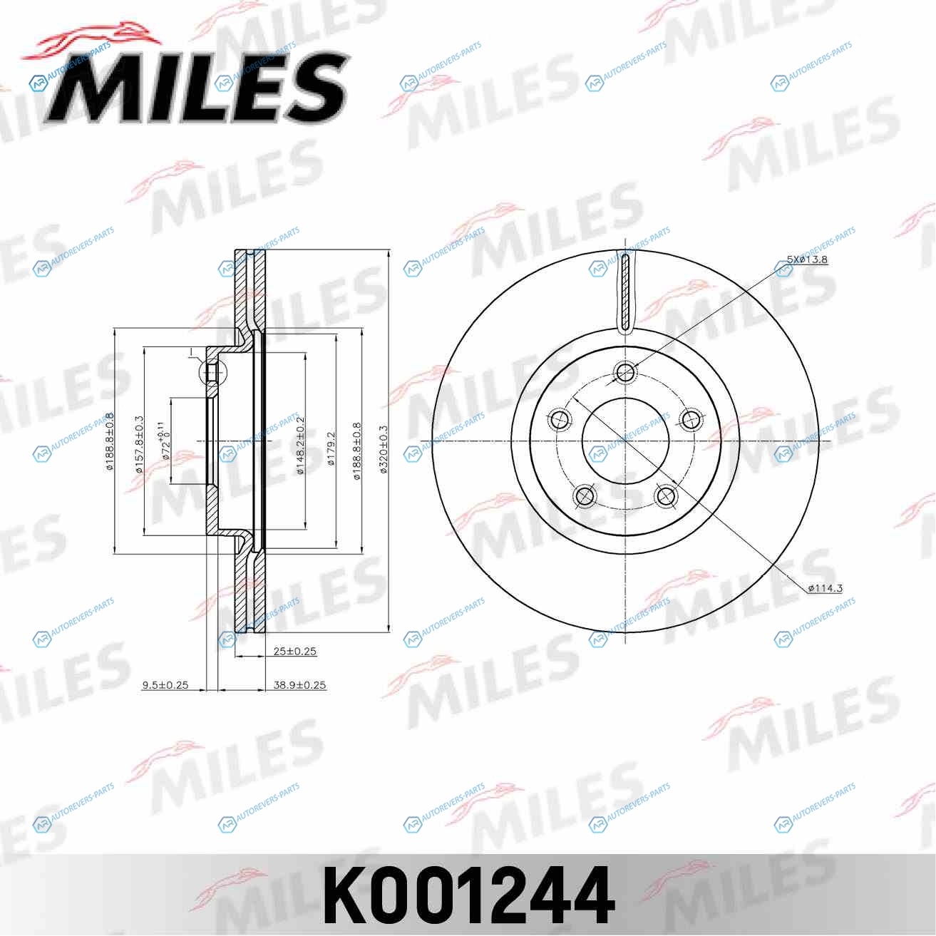K001244 Диск тормозной MAZDA 3 MPS 2.3 06-09 передний (TRW DF6490S) K001244