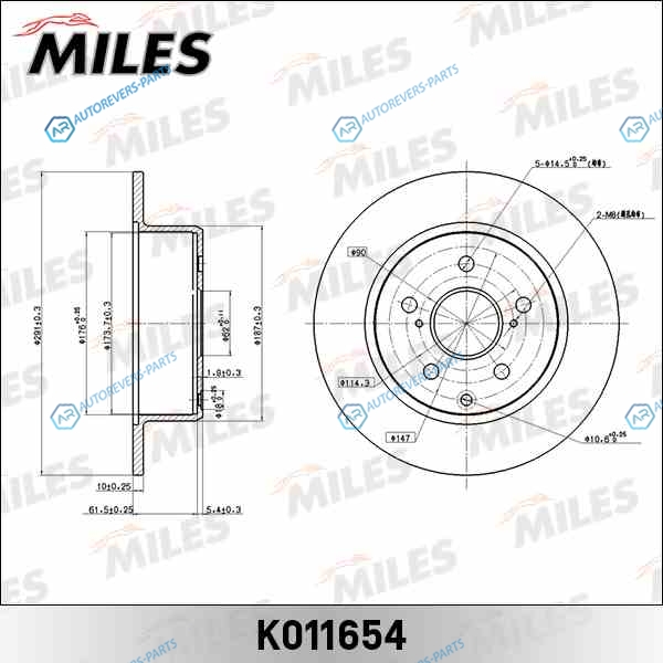 K011654 Диск тормозной MARKCHASERCRESSIDACRESTA 2.5 л задний K011654