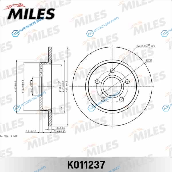 K011237 Диск тормозной FORD FOCUS III 11-C-MAX 10- задний D270мм (TRW DF6139) K011237