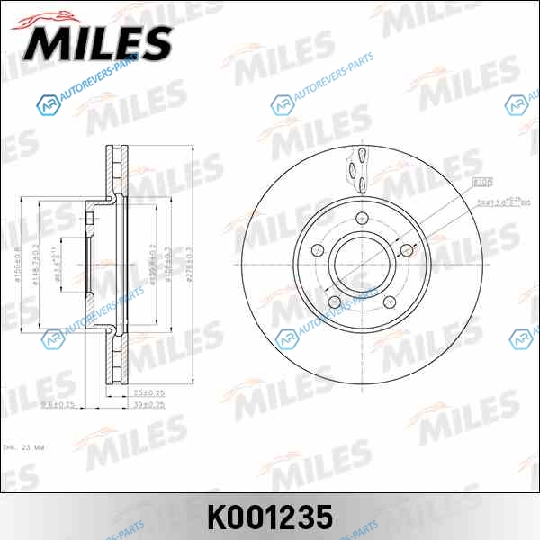 K001235 Диск тормозной FORD FOCUS IIIIIC-MAX 03-ПОДХОДИТ ДЛЯ VOLVO S40 04- передний вент.D278мм. (TRW DF6138) K001235