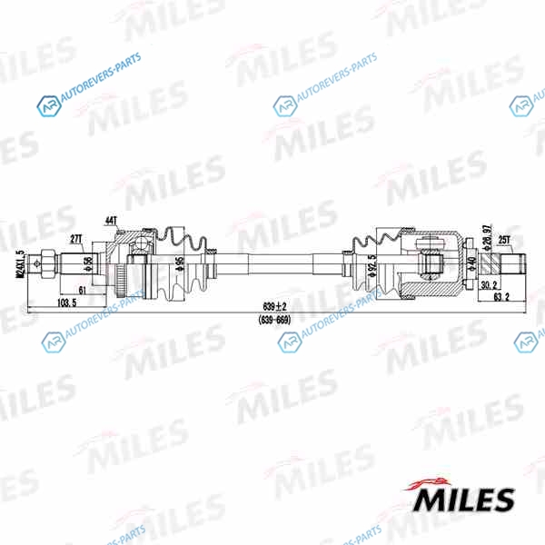 GC01080 Привод в сборе NISSAN PRIMERA P11 1.6 96-02 лев. (ABS) (SKF VKJC6294) GC01080