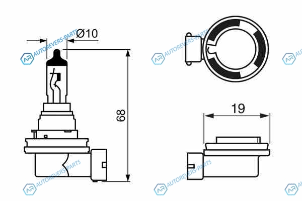 1987302089 Лампа 12v 19w h16 pure light (картон 1 шт) 1987302089