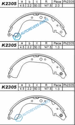K2305 Колодки тормозные барабанные Toyota 4Runner all 87-.Hiace 89- K2305