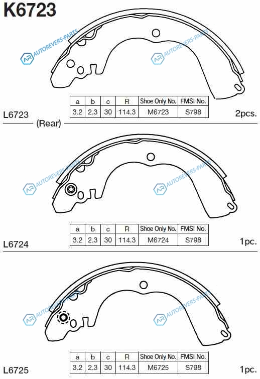 K6723 Колодки тормозные барабанные Mitsubishi Mirage Salon CK.CM 95- K6723