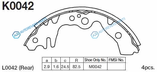K0042 Колодки тормозные барабанные Daihatsu Gran Move K0042