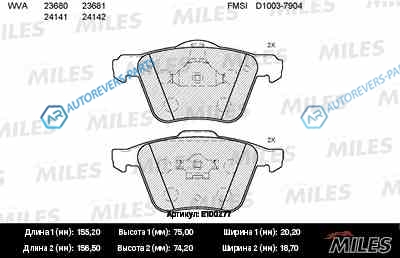 E100277 Колодки тормозные (смесь Semi-Metallic) передние (ПОДХОДИТ ДЛЯ VOLVO XC90 02) (без датчика) (TRW GDB1565) E100277