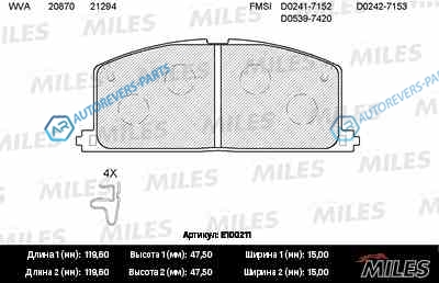 E100211 Колодки тормозные (смесь Semi-Metallic) передние (TOYOTA CAMRYCARINACOROLLA 83-92) (без датчика) (TRW GDB3184) E100211