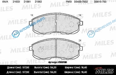 E100150 Колодки тормозные (смесь Semi-Metallic) передние (NISSAN JUKE F15. TEANA I-II. MAXIMA J30. A32. TIIDA. SUZUKI SX-4)  (без датчика) (TRW GDB1003) E100150