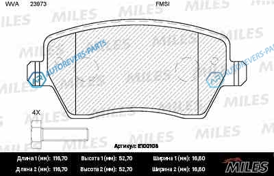 E100108 Колодки тормозные (смесь Semi-Metallic) передние (LADA VESTA  RENAULT DUSTER  NISSAN NOTE. MICRA (K12)) (без датчика + болты) (TRW GDB3332) E100108