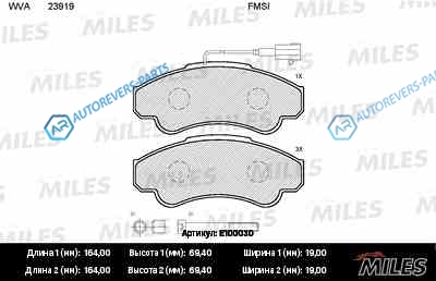 E100030 Колодки тормозные (смесь Semi-Metallic) передние (FIAT DUCATO. CITROEN JUMPER. PEUGEOT BOXER (230. 244)) (болты + 1 датчик) (TRW GDB1518) E100030
