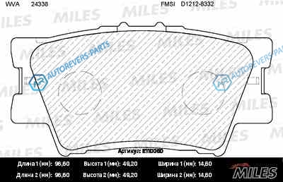 E110060 Колодки тормозные (смесь Semi-Metallic) задние (TOYOTA CAMRY (V40. V50). RAV4 III) (без датчика) (TRW GDB3426) E110060