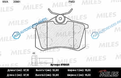 E110021 Колодки тормозные (смесь Semi-Metallic) задние (AUDI A4 (B6-B7). A6 (C5). VW PASSAT (3A2. 35I)) (без датчика + болты) (TRW GDB1121) E110021