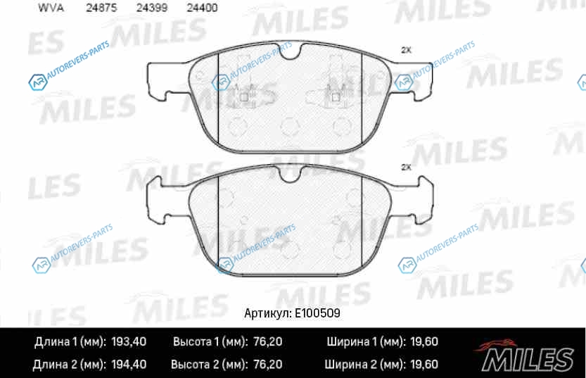 E100509 Колодки тормозные (смесь Semi-Metallic) VOLVO XC 60 08- передние (TRW GDB1821) E100509