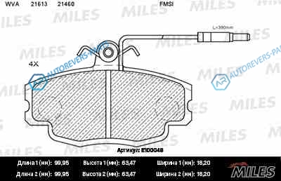 E100048 Колодки тормозные (смесь Semi-Metallic) RENAULT LOGAN 04-SANDERO 08-CLIO 91- передние с датчиком  (TRW GDB807) E100048