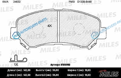 E100052 Колодки тормозные (смесь Semi-Metallic) NISSAN QASHQAI 1.62.0 07-X-TRAIL 07- передние (без датчика)  (TRW GDB3467) E100052