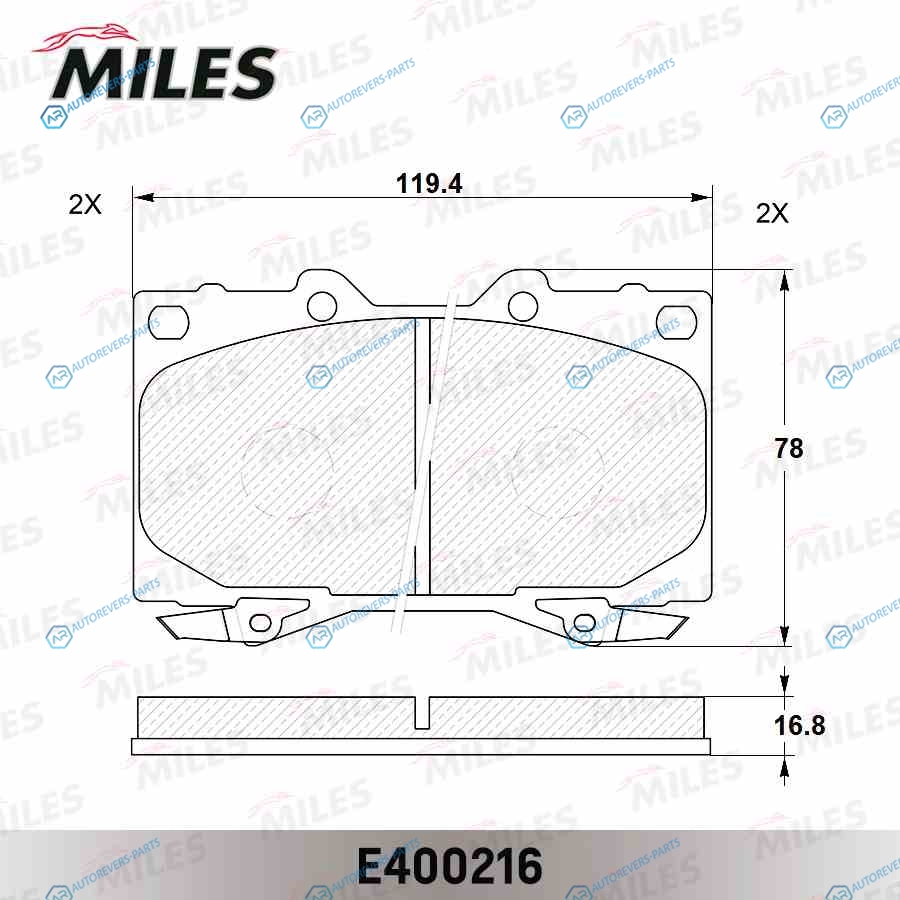 E400216 Колодки тормозные (Смесь Low-Metallic) передние (TOYOTA LAND CRUISER 4.2D 90984.2D4.7 98) (без датчика) (TRW GDB3197) E400216