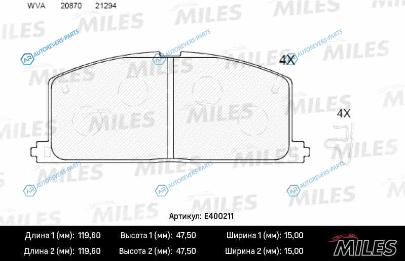 E400211 Колодки тормозные (Смесь Low-Metallic) передние (TOYOTA CAMRYCARINACOROLLA 83-92) (без датчика) (TRW GDB3184) E400211