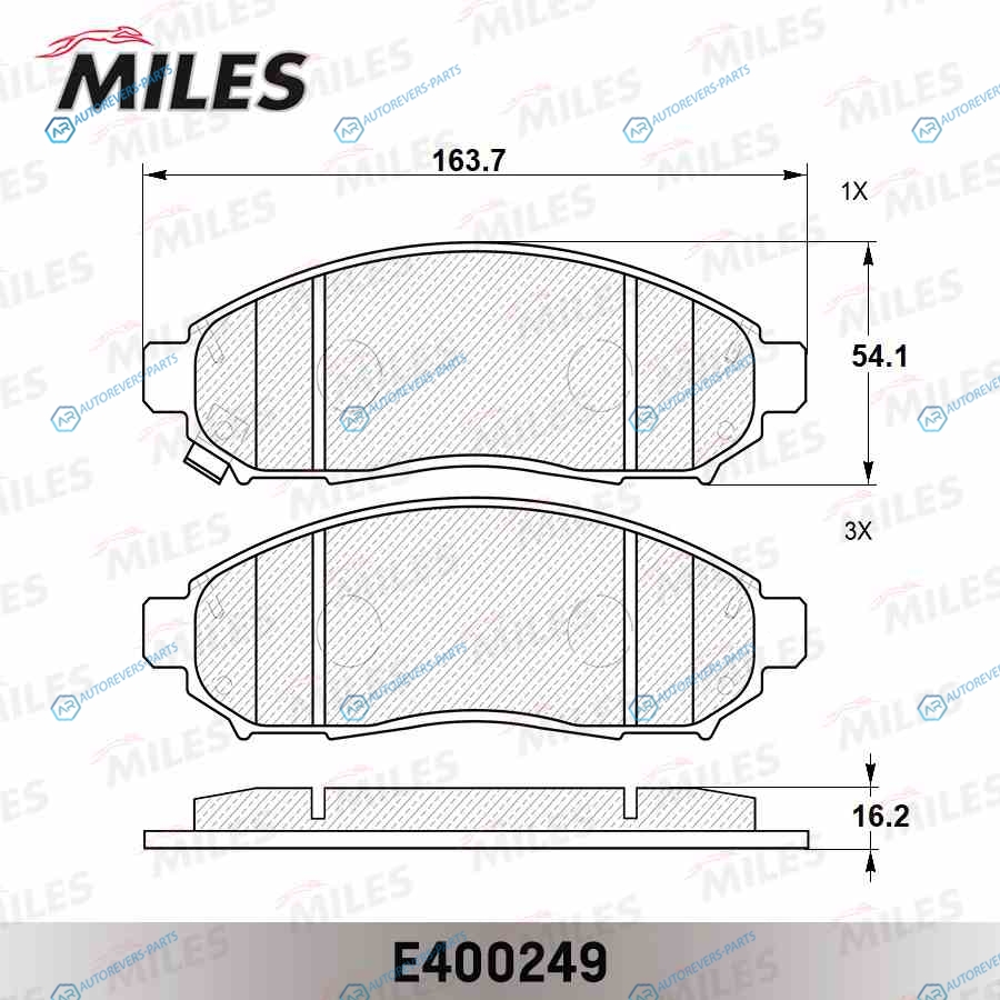 E400249 Колодки тормозные (Смесь Low-Metallic) передние (NISSAN NAVARAPATHFINDER 2.5D 05-) (без датчика) (TRW GDB3404) E400249