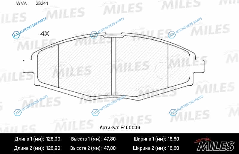 E400006 Колодки тормозные (Смесь Low-Metallic) передние (CHEVROLET LANOS. SPARK. DAEWOO MATIZ . NEXIA) (без датчика) (TRW GDB3195) E400006