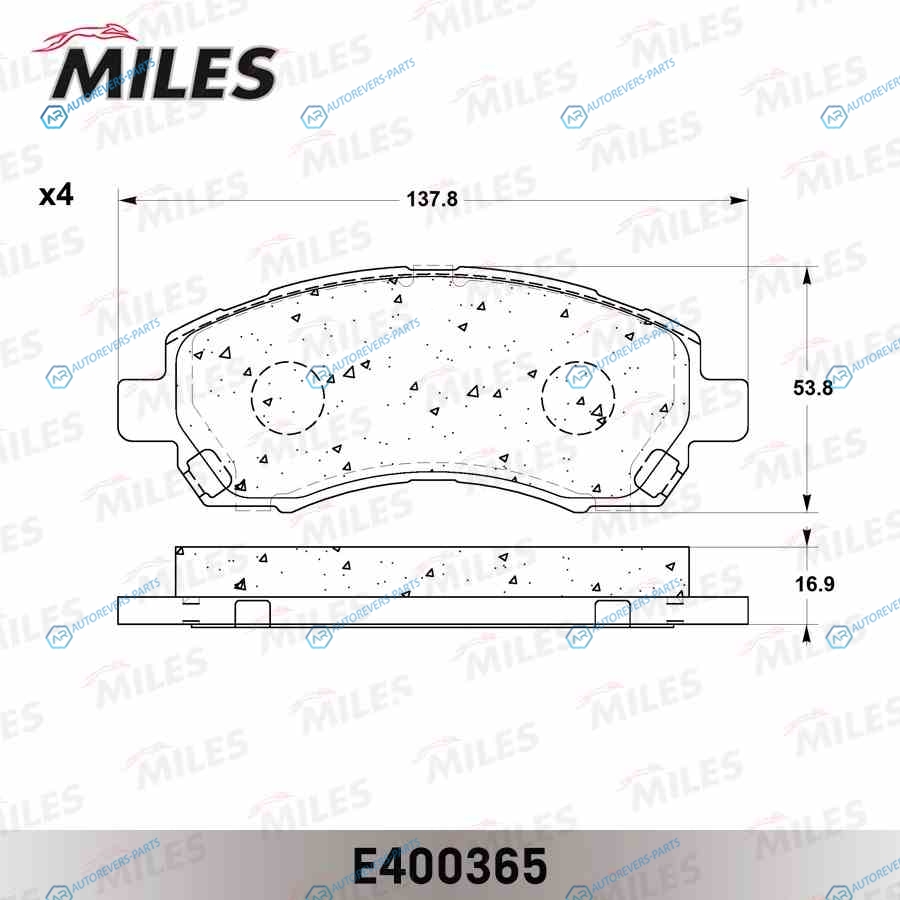 E400365 Колодки тормозные (Смесь Low-Metallic) SUBARU IMPREZA 1.6-2.0 92-LEGACY 2.0-2.5 92-00 передние (без датчика) (TRW GDB3205) E400365